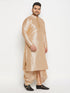 Vastramay Men's Plus Size Gold Zari Weaved Kurta Dhoti Set